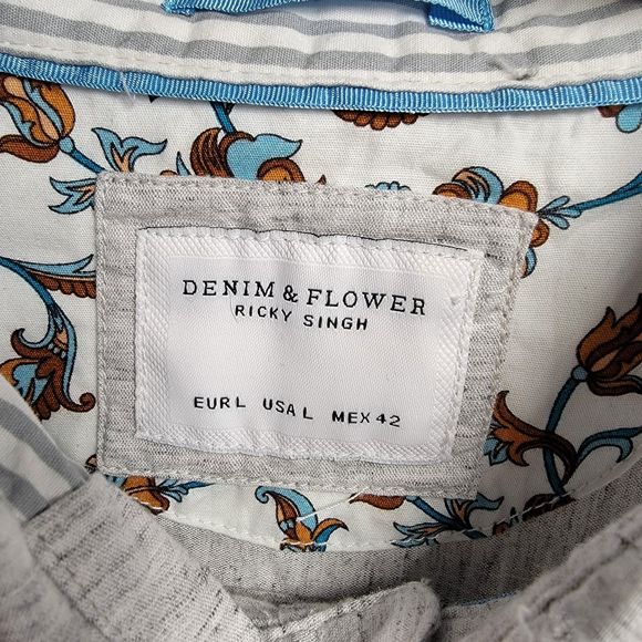 Denim & Flower Ricky Singh LS Full Button Grey - Size Large - Picture 4 of 4